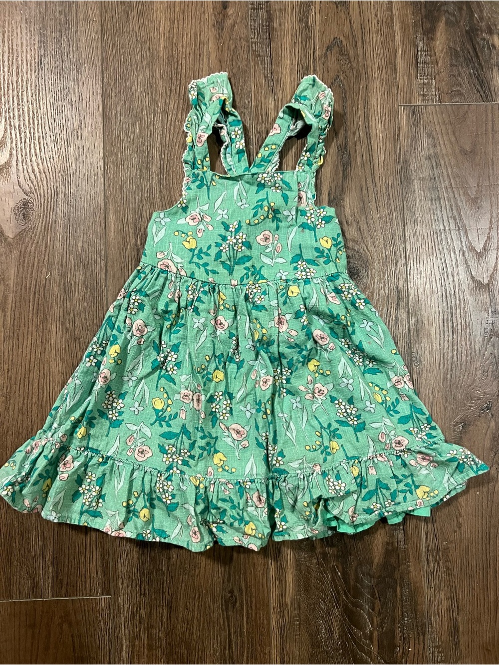 Cat & Jack Green Floral Ruffle-Strap Dress